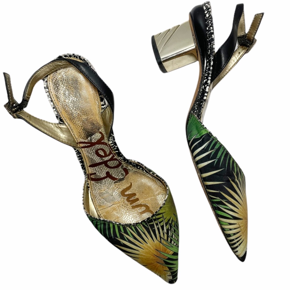 Sam Edelman Palm Tree Print Carol Block Heel Pumps